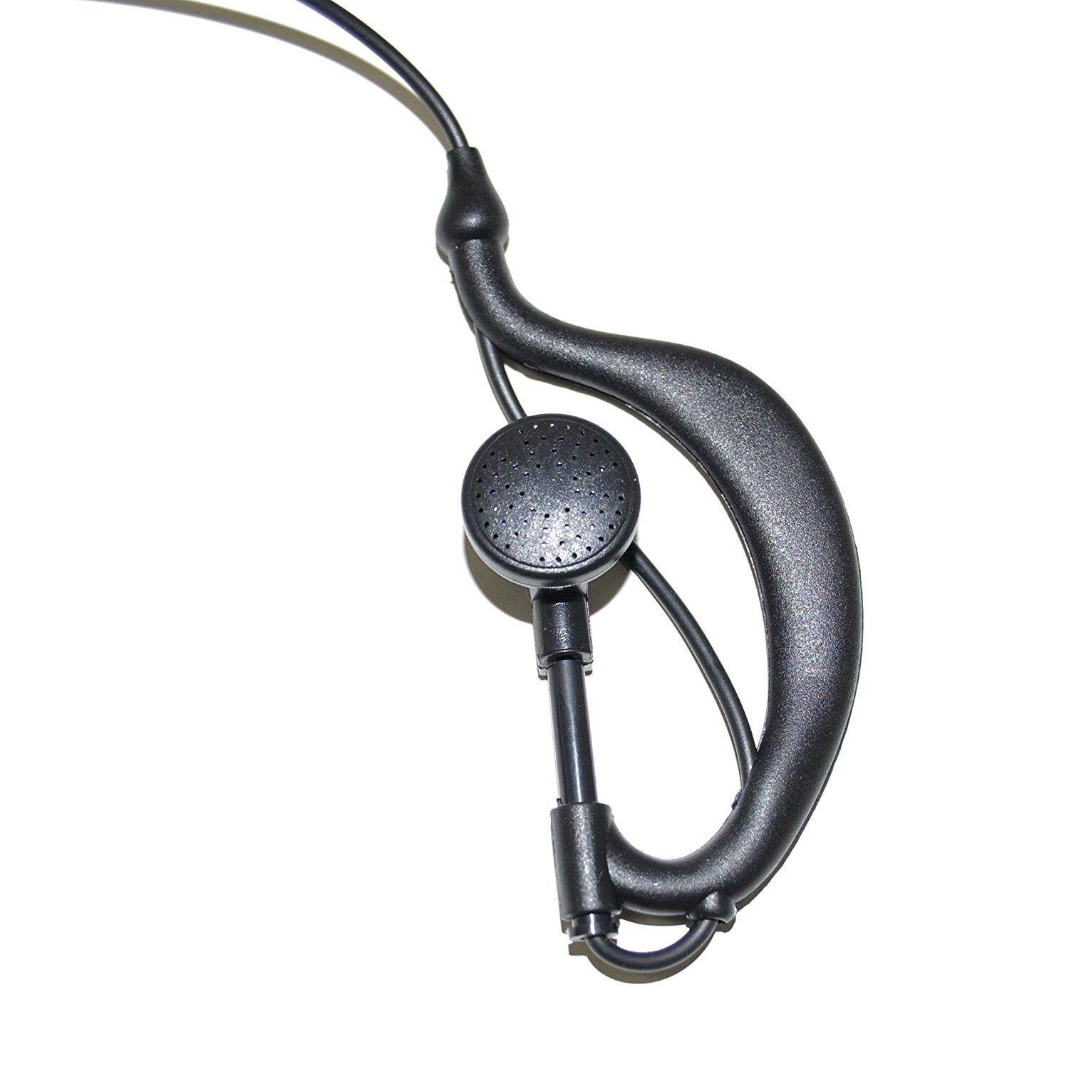 2x HQRP G Shape 2 Pin Earpiece Headsets PTT Mic for Kenwood TK-3360, TK-3400, TK-3402, TK-5220 + HQRP UV Meter