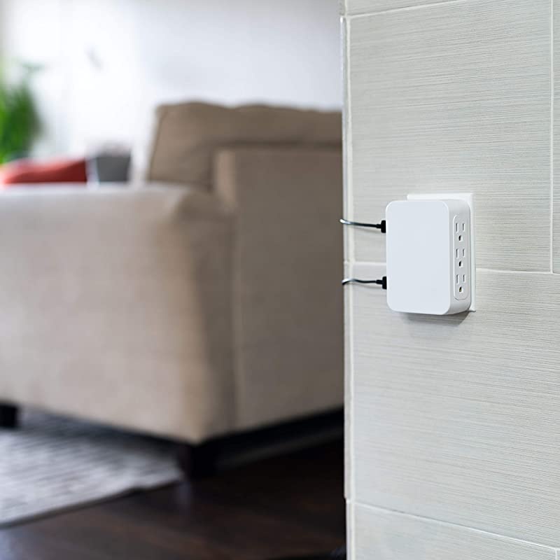 Ultra Pro USB Charging Sur Protector, 4 USB Outlet Adapter, 3 Outlet Wall Tap, Side Access Outlets, Automatic Shutdown Technology, 4.8A USB, 560 Joules, White, 39680