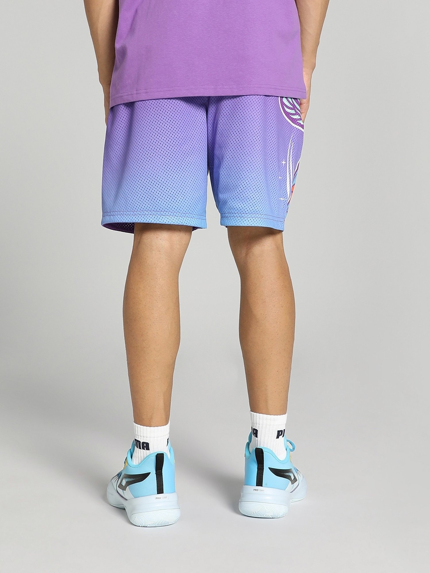Puma MELO X CHAROLETTE Purple Glimmer Regular Fit Printed Sports Shorts