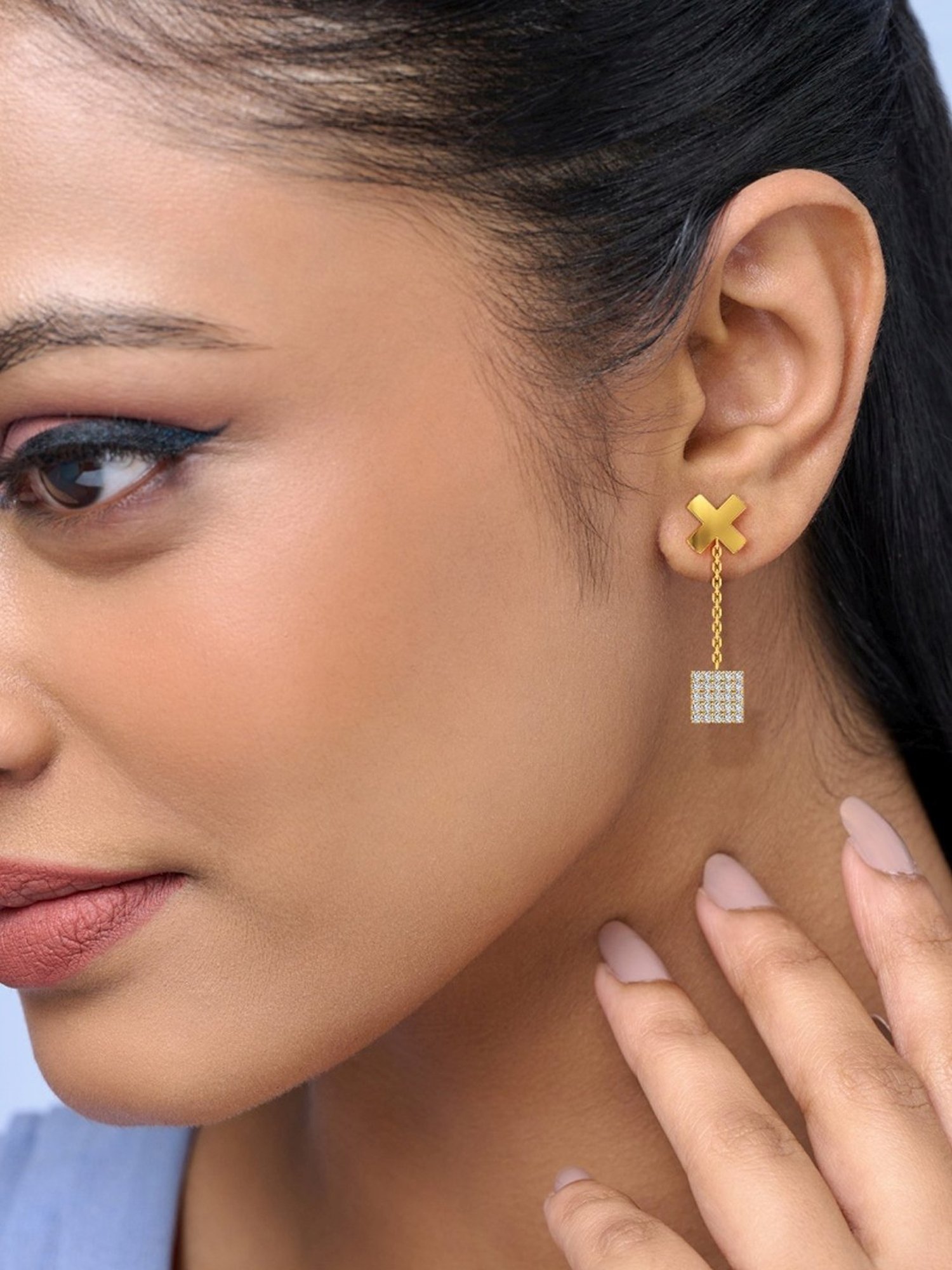 Joyalukkas 22k Gold Aglitter Drop Earrings for Women