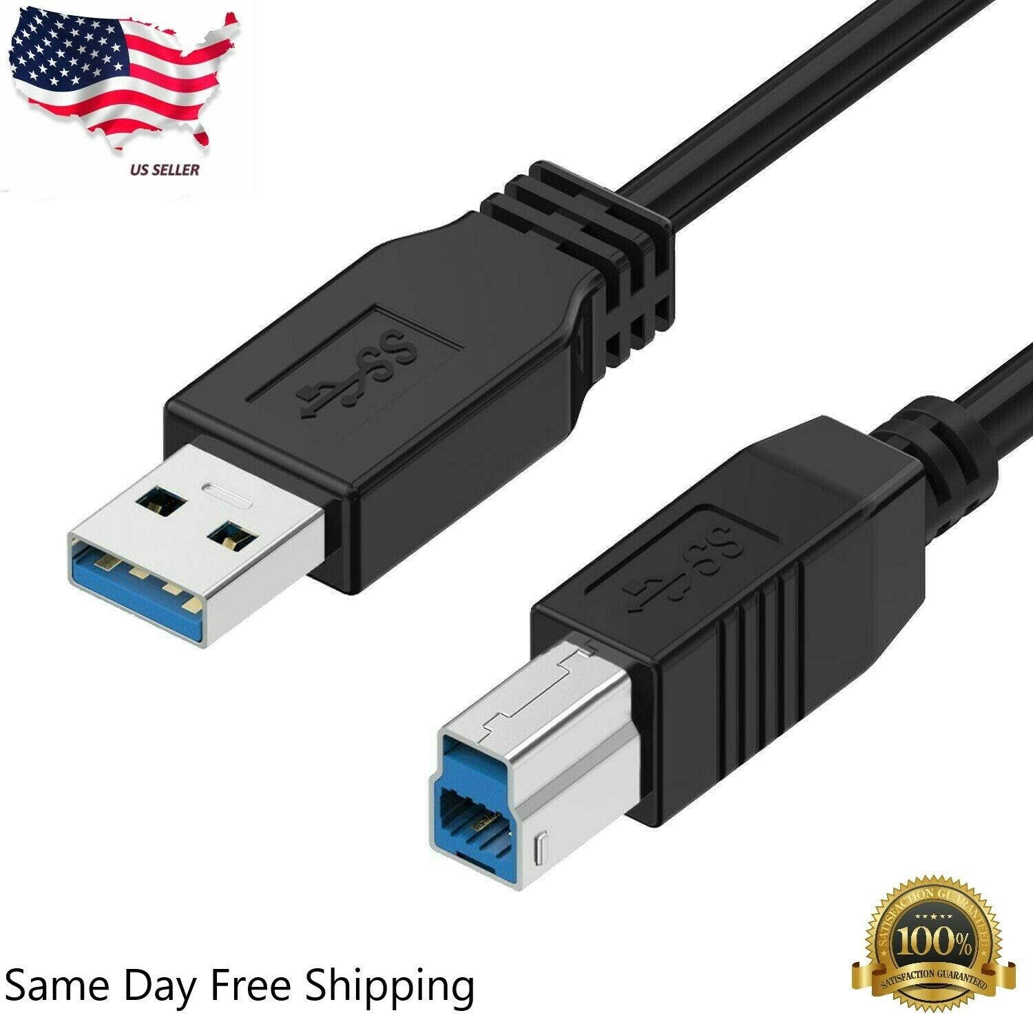 3FT USB 3.0 Printer Cable Type A Male to B Male Scanner Cable High Speed Black