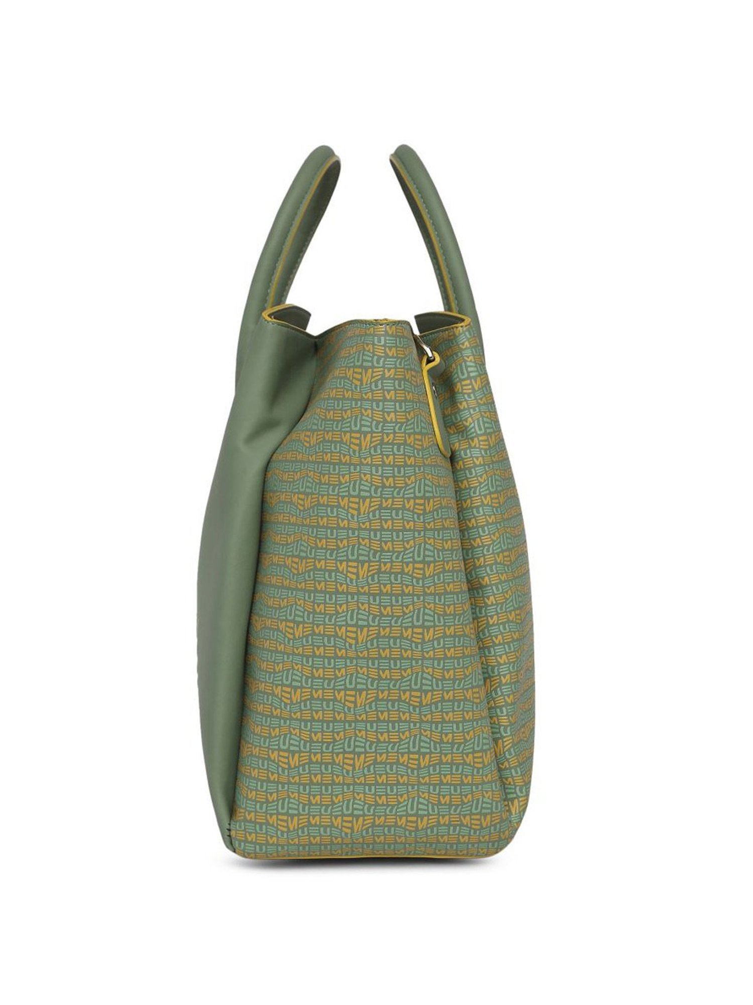 Eume Dragonfly Basil Green Leather Printed Handbag