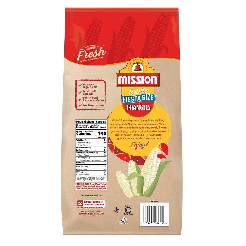 Mission Fiesta Size Triangles Tortilla Chips - 20oz