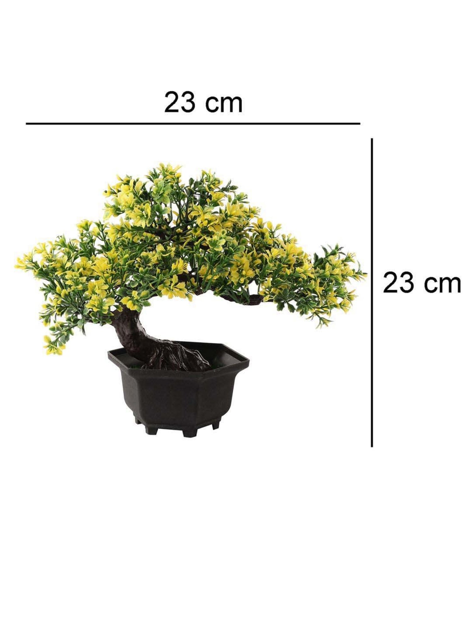 Foliyaj Multicolor Plastic Artificial Bent Bonsai Tree With Pot