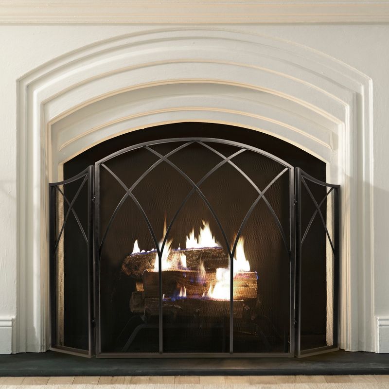 Pleasant Hearth Gothic Fireplace Screen Black