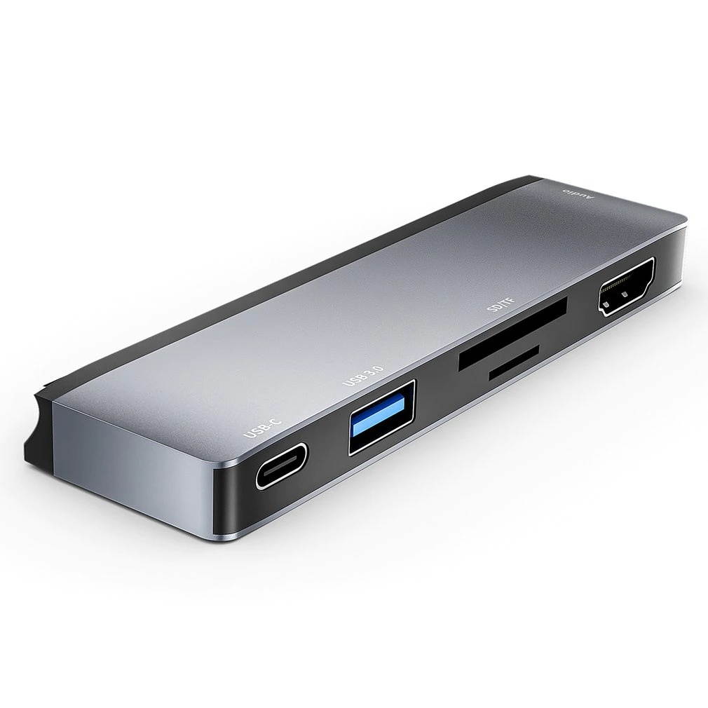 Dock Station Dual HDMI-compatible 6 in 1 Dual Monitor USB C Adapter Portable Plug for Macbook Pro Type C Docking Converter