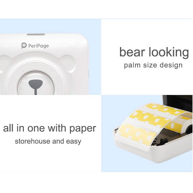 PeriPage Portable Thermal Bluetooth Printer 58mm Receipt Paper Printer Mini Photo Pictures Printer for Android iOS Mobile Phone