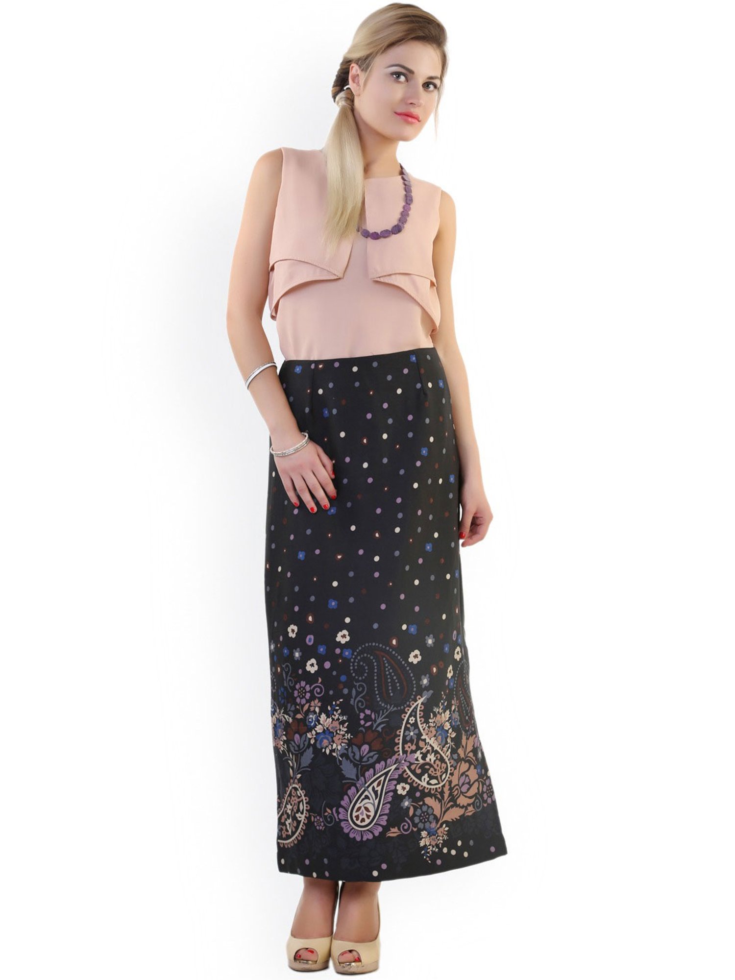 Belle Fille Black Printed Skirt