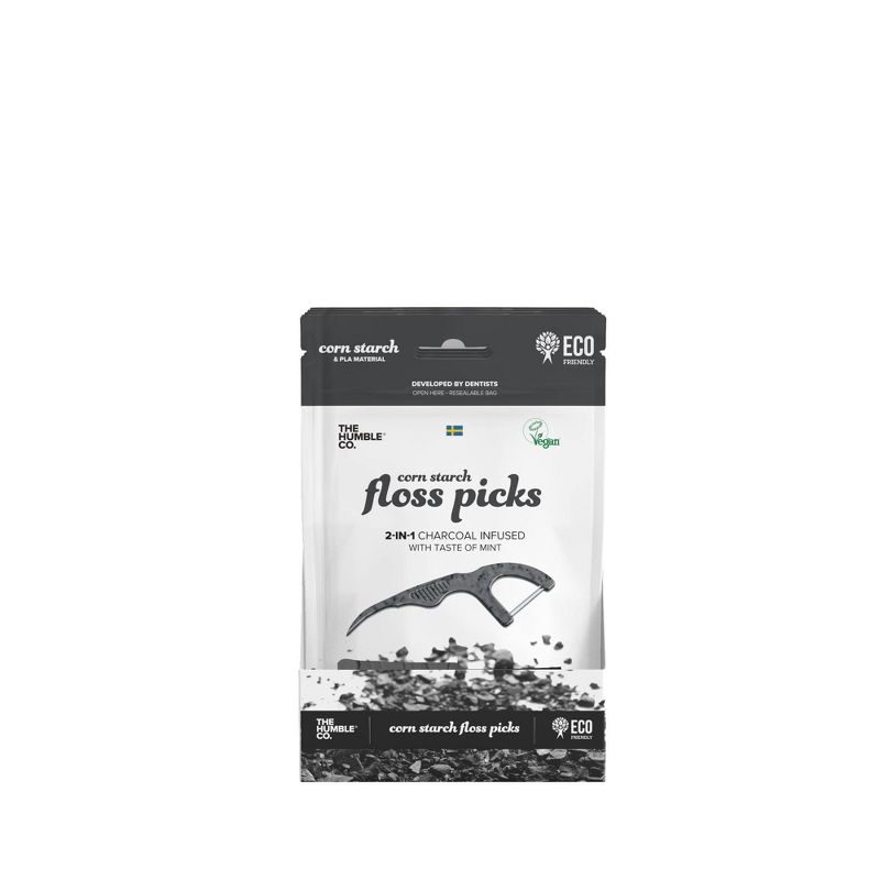 The Humble Co. Dental Floss Picks Charcoal - 4pk