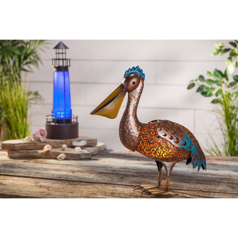 Garden Meadow 21-Inch High Solar LED Metal Lighthouse Outdoor D'ecor, Green.