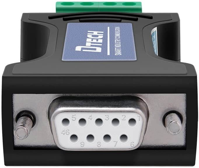 DTECH RS232 to RS485 Serial Converter Adapter with 4 Position Terminal Block for Industrial Long Haul Communication Data Supports 600W Anti-Surge