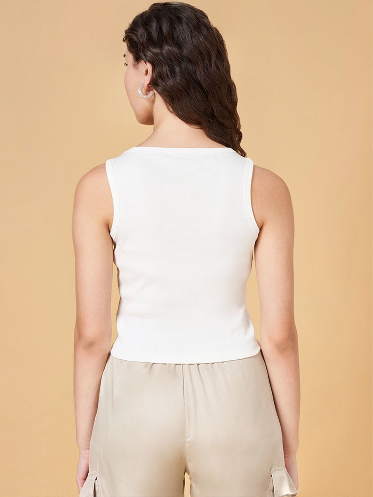 People by Pantaloons White Printed T-Shirt