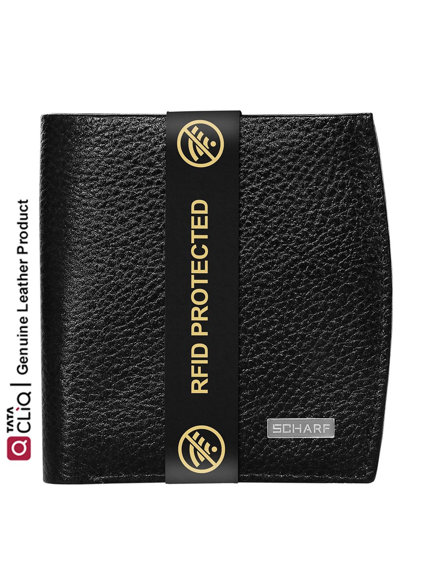 Scharf Andrew Black Formal Leather Rfid Bi-Fold Wallet for Men