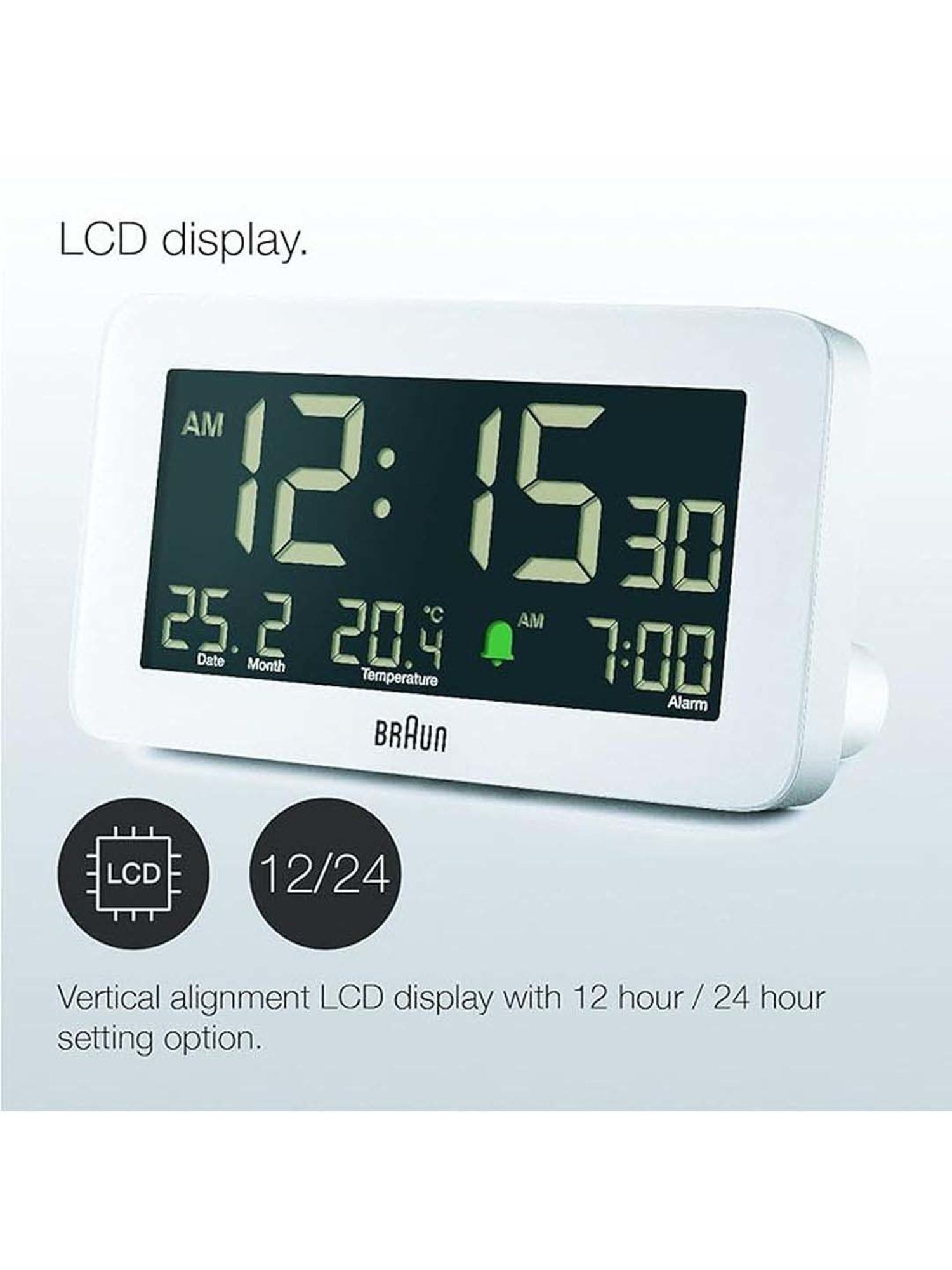 Braun White Digital Alarm Clock