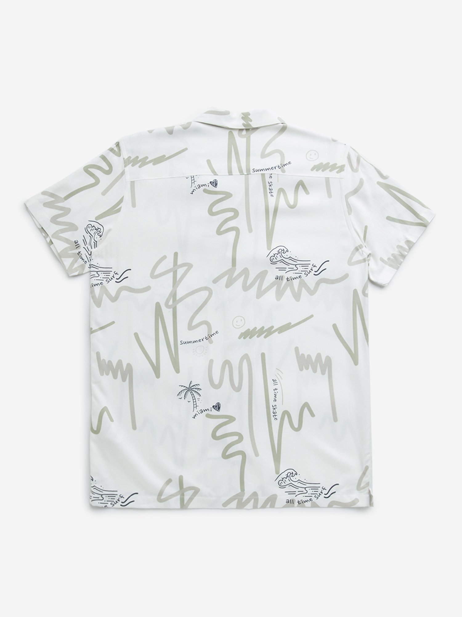 Y&F Kids by Westside Off-White Surf-Inspired Resort-Fit Shirt