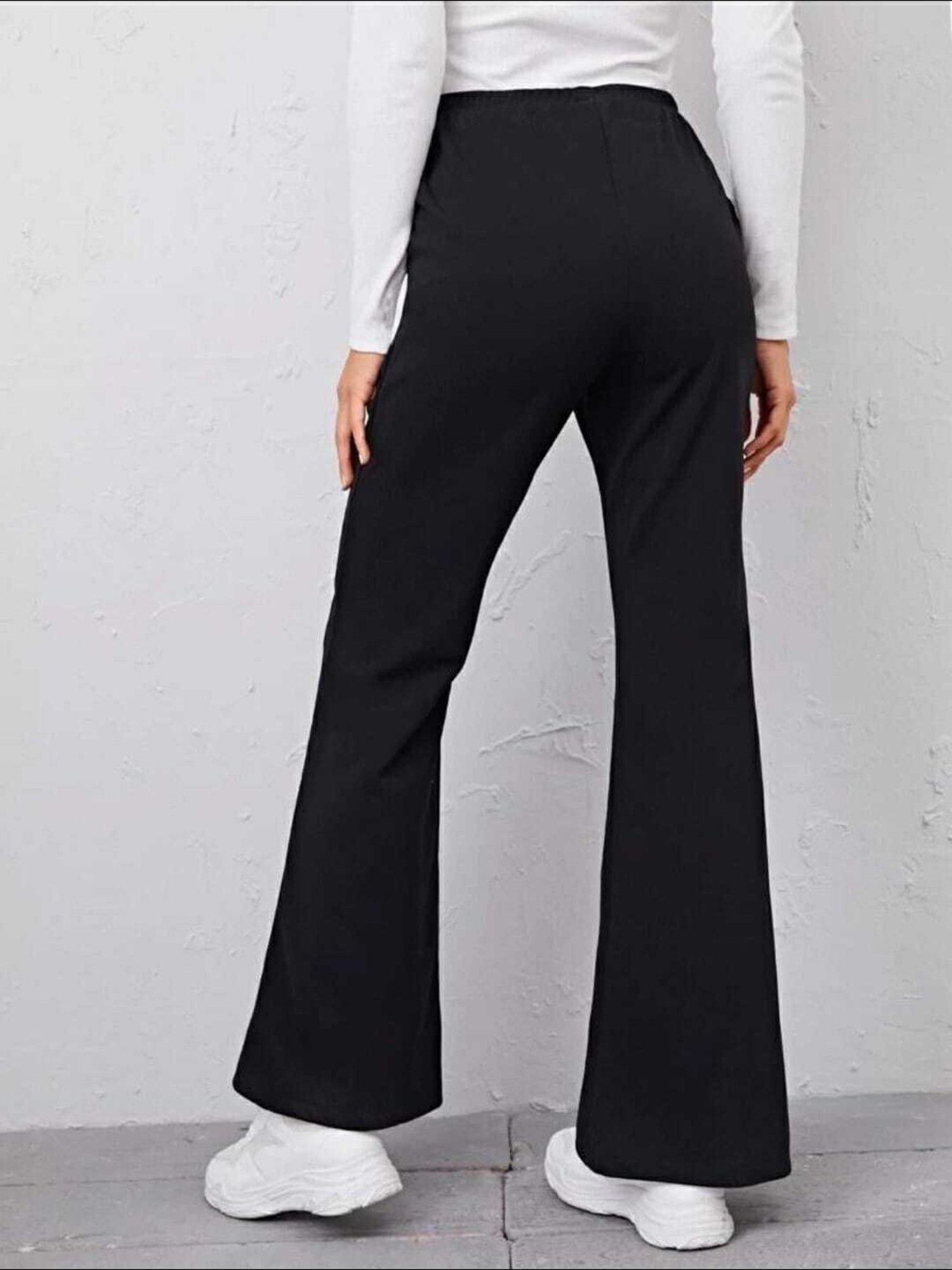 Broadstar Black High Rise Bootcut Flared Trousers