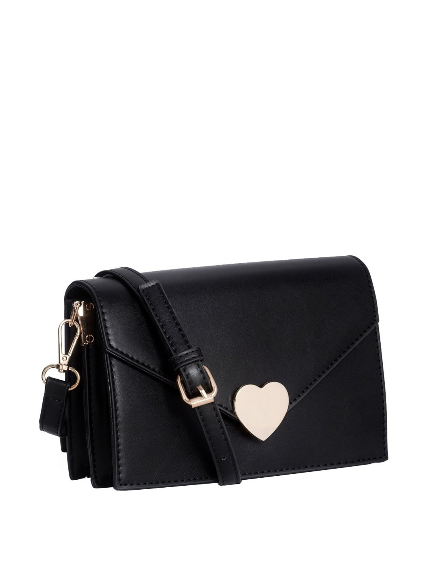 London Rag Black Solid Medium Sling Handbag