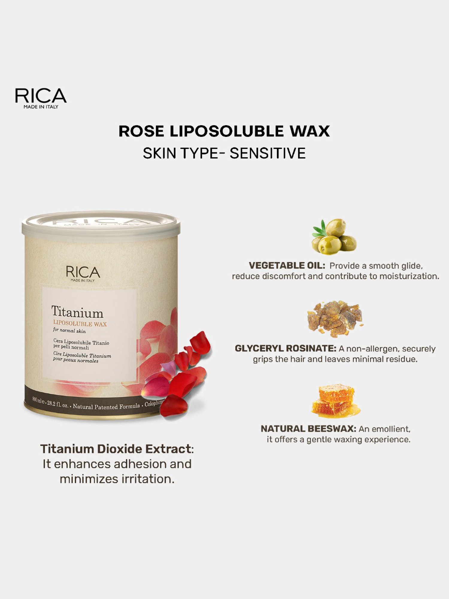 Rica Rose Wax - 800 ml