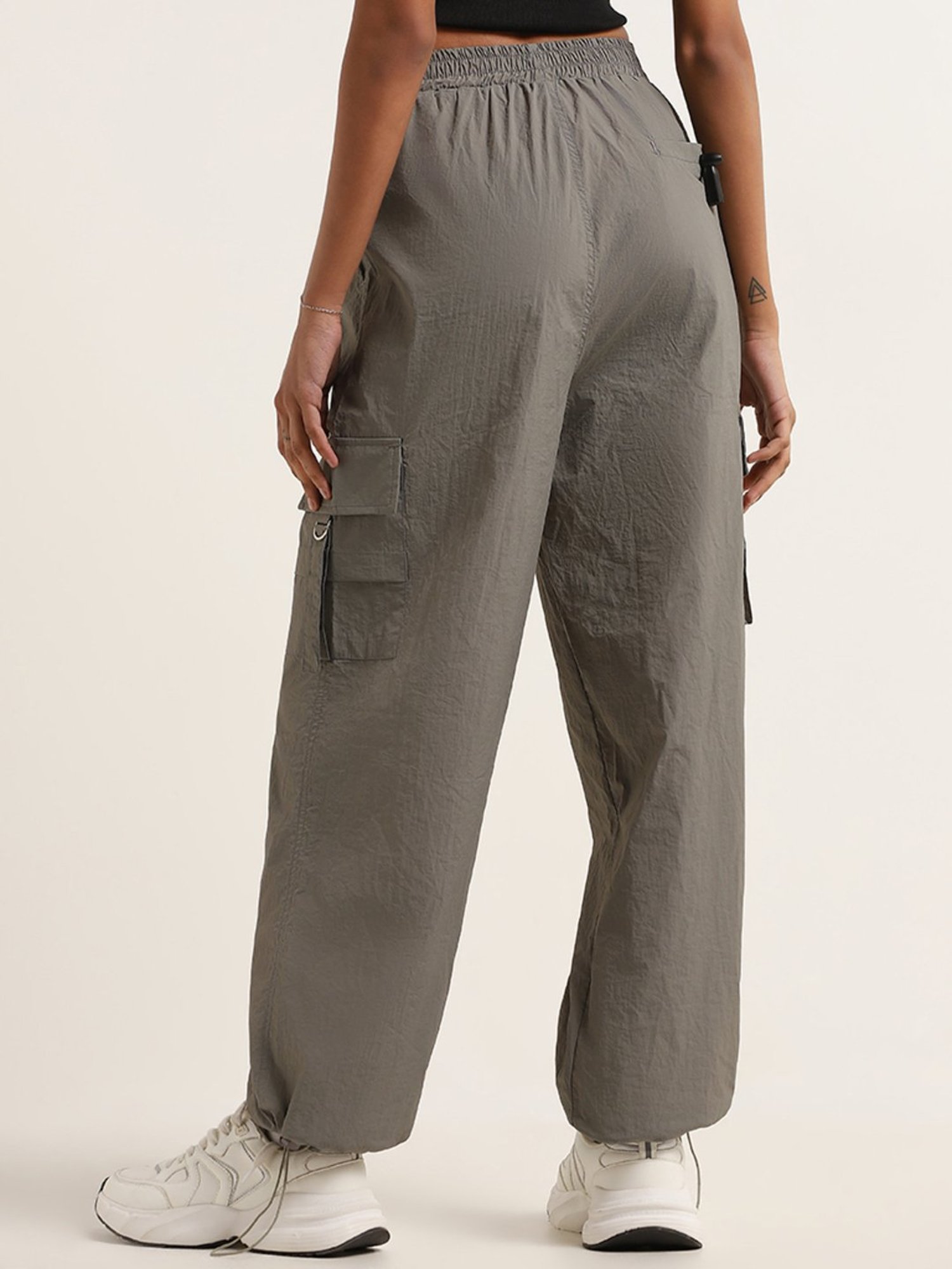 Studiofit by Westside Grey Mid Rise Cargo Pants