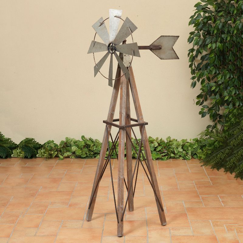 Gerson International 59-Inch High Metal and Wood Windmill Yard D'ecor
