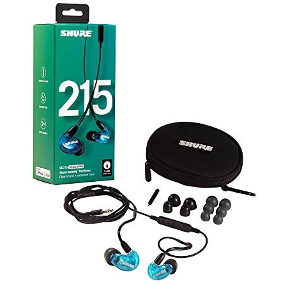 Shure SE215 Special Edition Earphones with Remote & Mic Cable, Blue