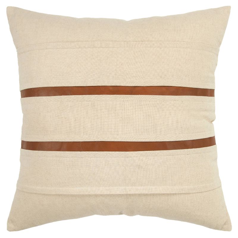 20"x20" Oversize Striped Polyester Filled Square Throw Pillow Cream - Donny Osmond Home