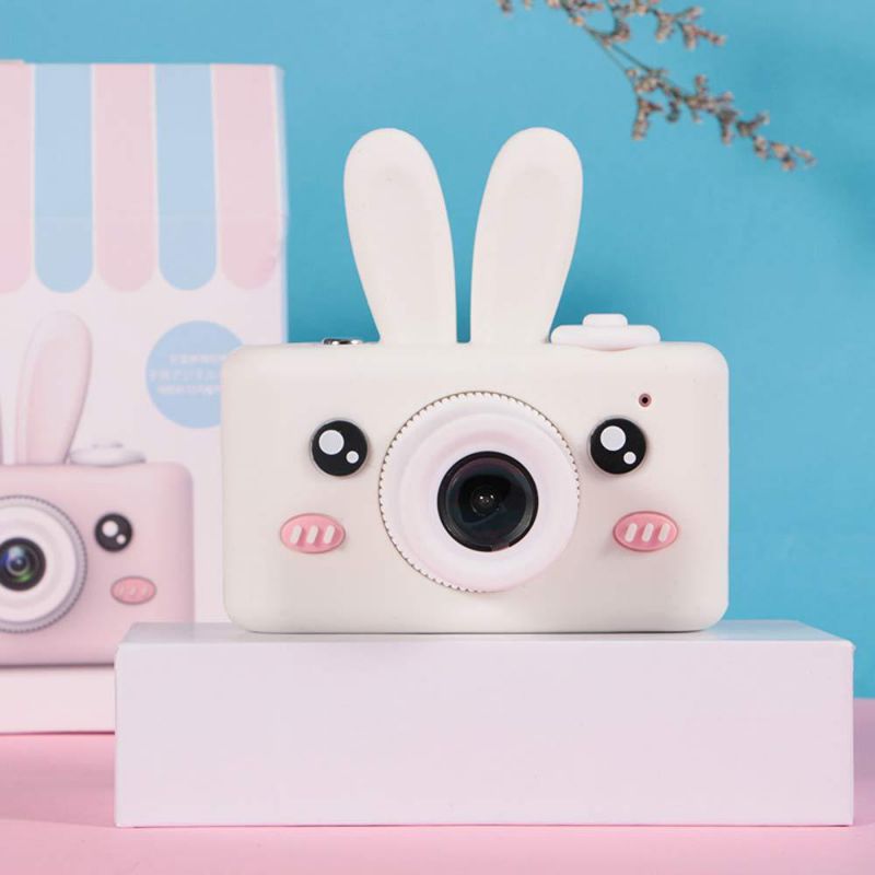 Tipmant Cartoon Smart Children's Digital Camera 8 MPX, 4X Optical Zoom, 2" IPS HD Screen, 17mm Lens for School Students Boys Girls Kids Gift (White Rabbit)