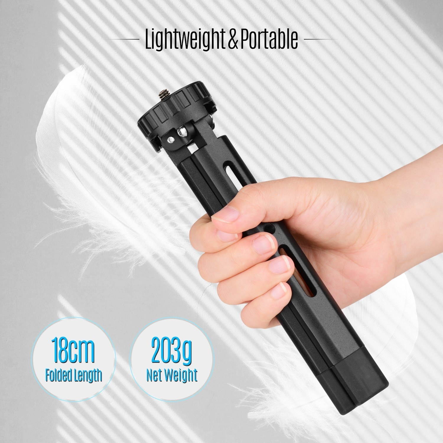 Desktop Metal Tripod Stand 1/4 inch Screw 4 Levels Adjustable Height for DSLR Camera Gimbal Stabilizer