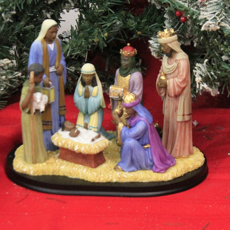 Black Art 7.0" Nativity On Base Baby Jesus Kings Mary Joseph  -  Decorative Figurines