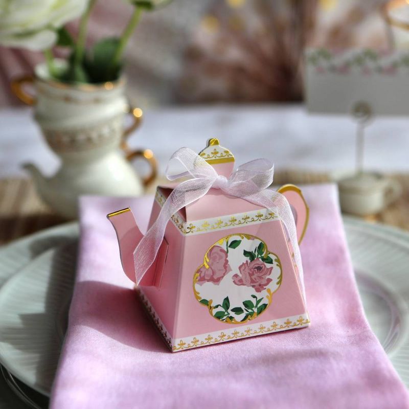 24ct Tea Time Teapot Favor Box Pink