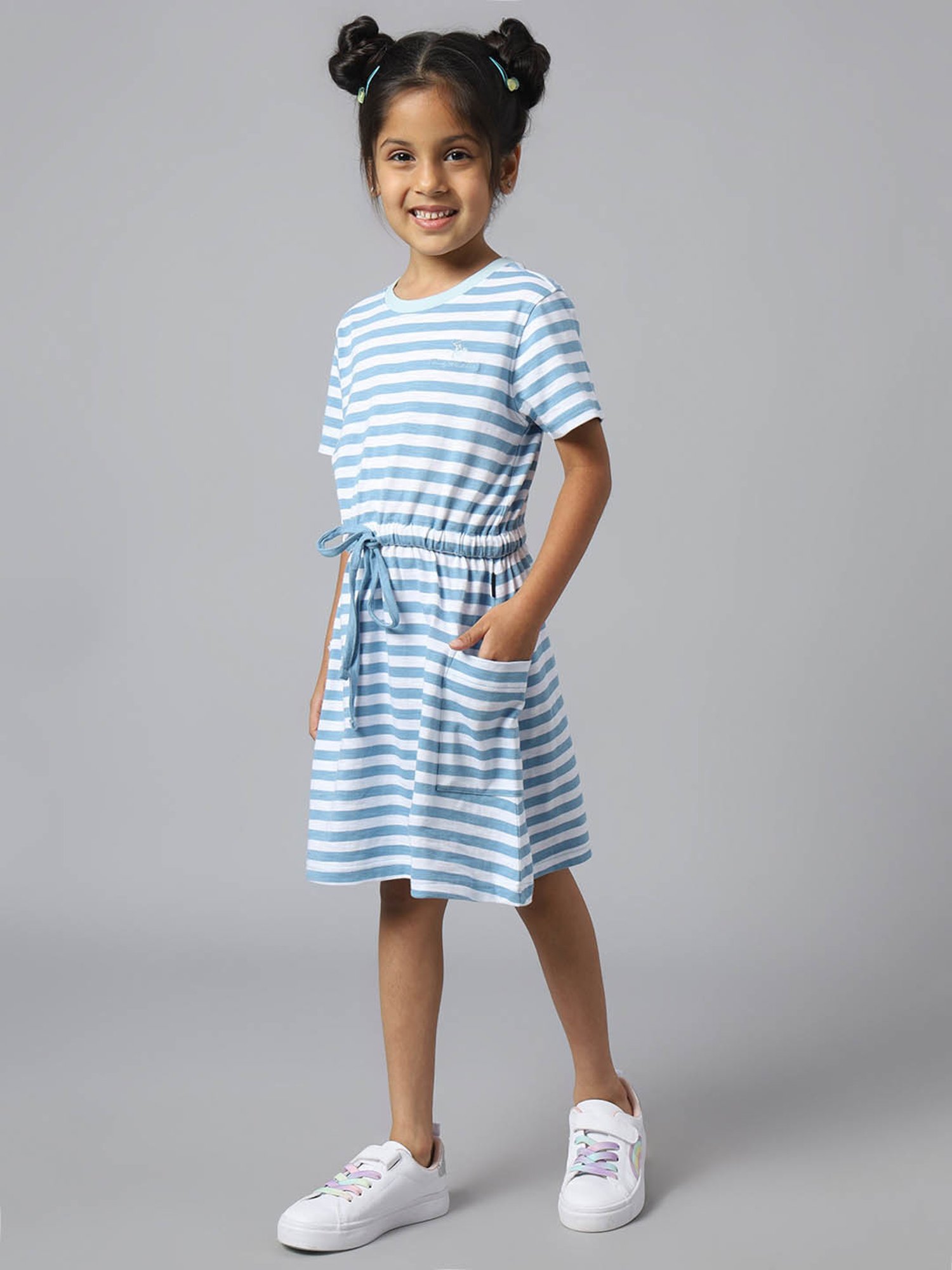 Beverly Hills Polo Club Kids Blue & White Striped Dress