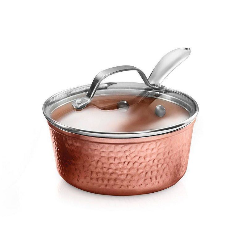 Gotham Steel Hammered Copper 2.5qt Sauce Pan with Lid
