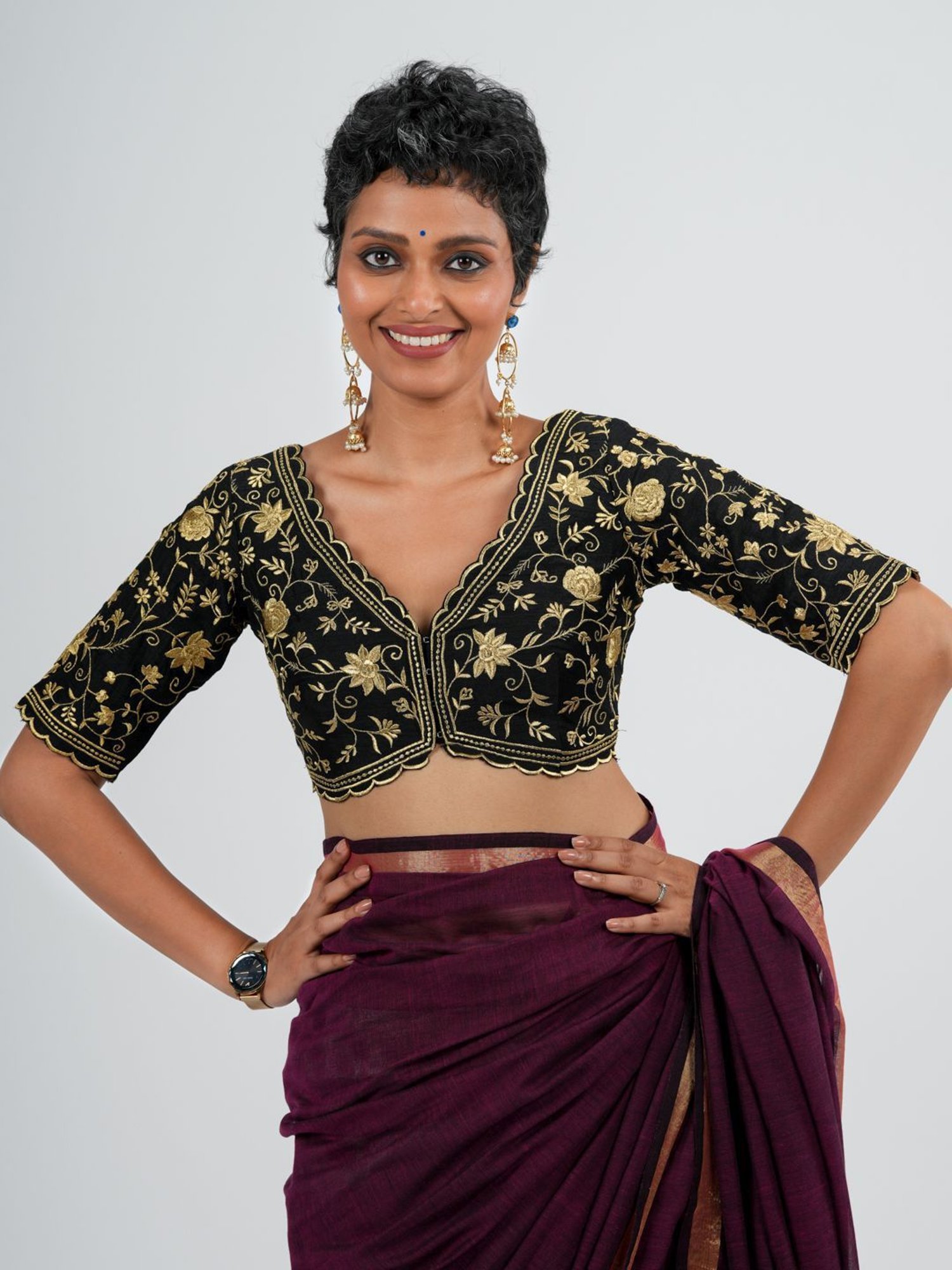 Suta Black Embroidered Blouse