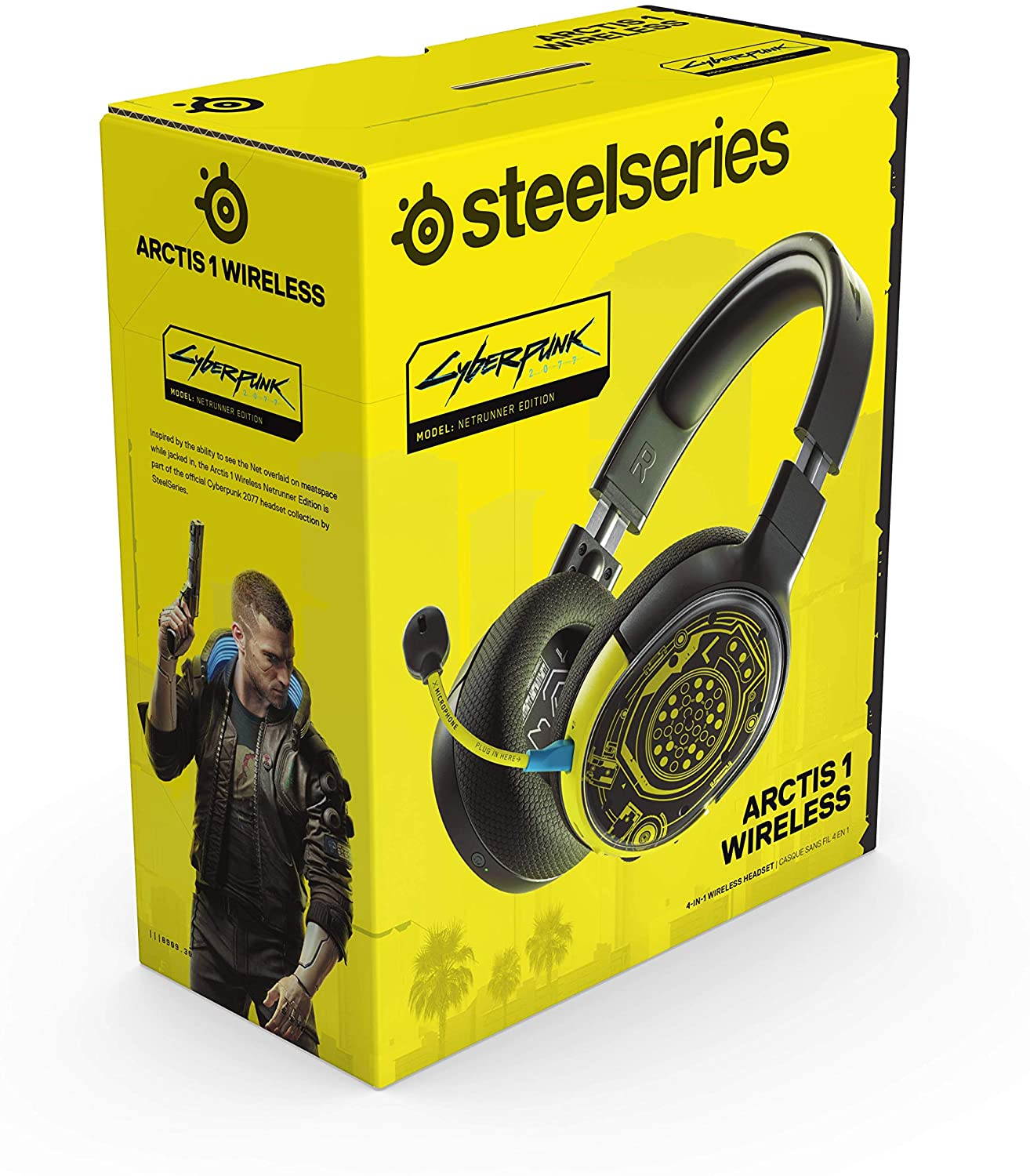 SteelSeries Arctis 1 Wireless Cyberpunk Limited Edition Gaming Headset - USB-C Wireless - Detachable ClearCast Microphone - Compatible with PC, PS4, Xbox, Nintendo Switch and Lite, Android - Netrunner