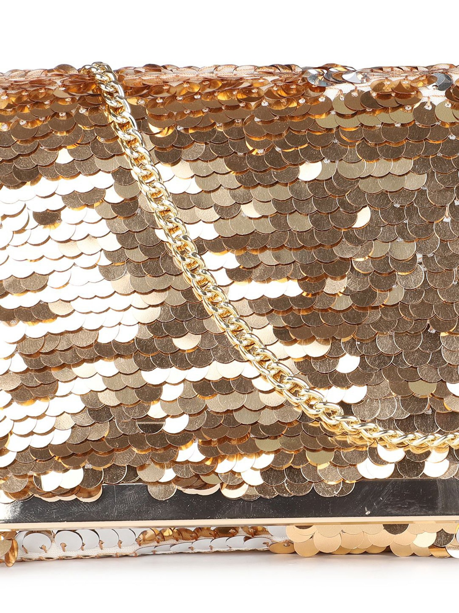 Inc.5 Golden Synthetic Embellished Clutch