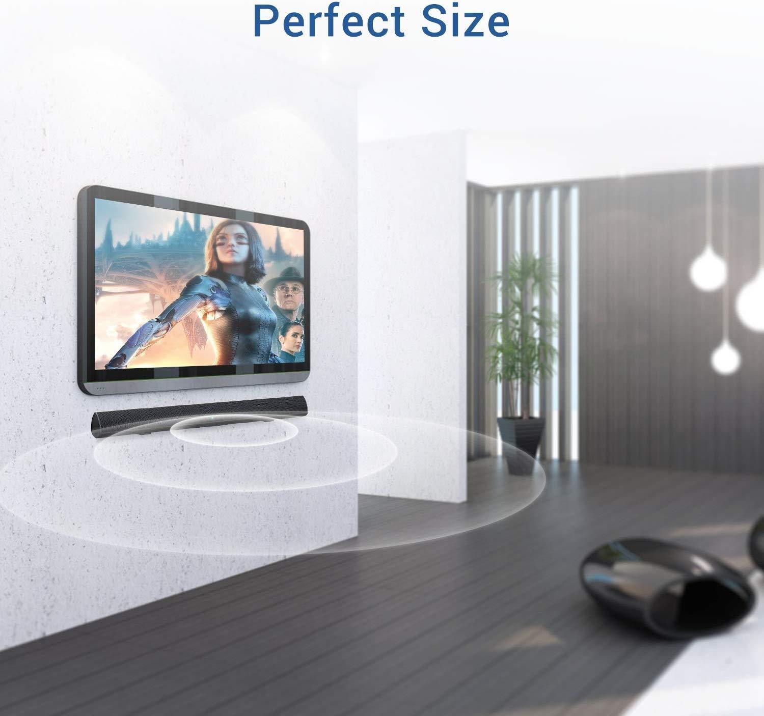 Sound bar, BYL Soundbar Wired and Wireless Bluetooth 5.0 Speaker for TV (28 Inches, Optical Cable Included, DSP, Bass Adjustable, Wall Mountable)