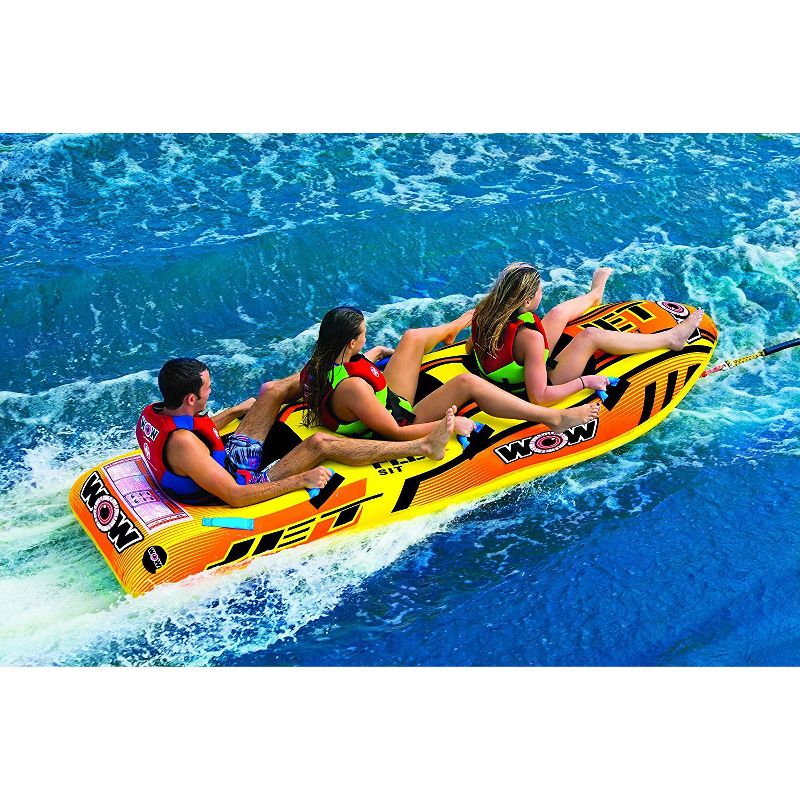 WOW Watersports Stable Torpedo 3 Person Comfortable and Safe Inflatable Inline Water Towable Jet Boat, Yellow