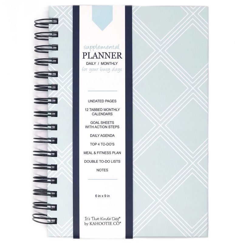 Undated Daily Planner 8.5" x 5.5" Teal Diamonds - Kahootie Co
