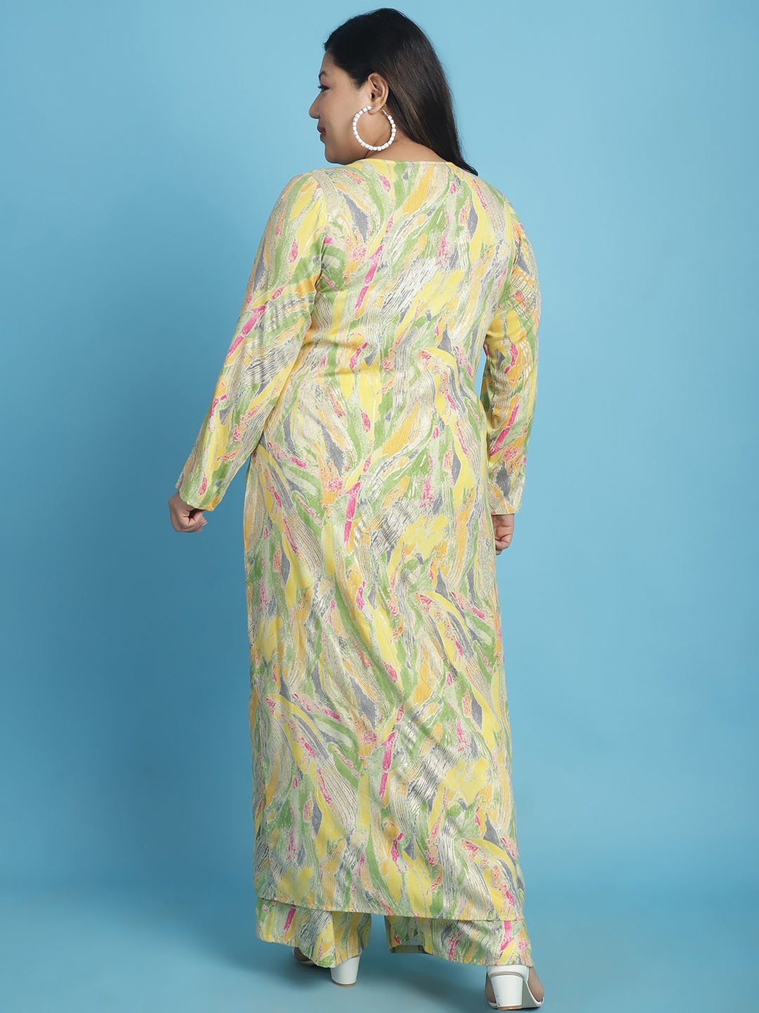 theRebelinme Yellow Printed Long Shrug