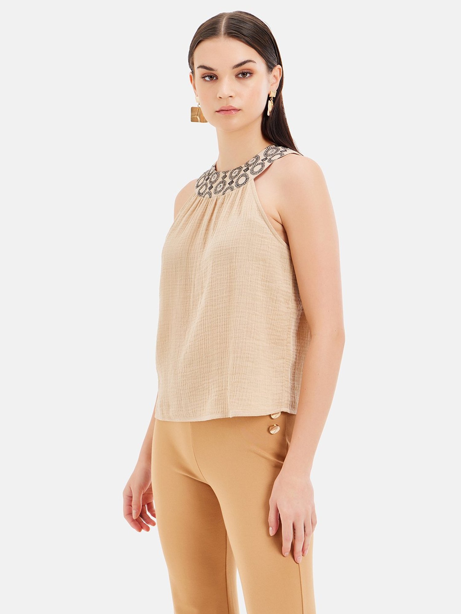 Kazo Beige Regular Fit Top