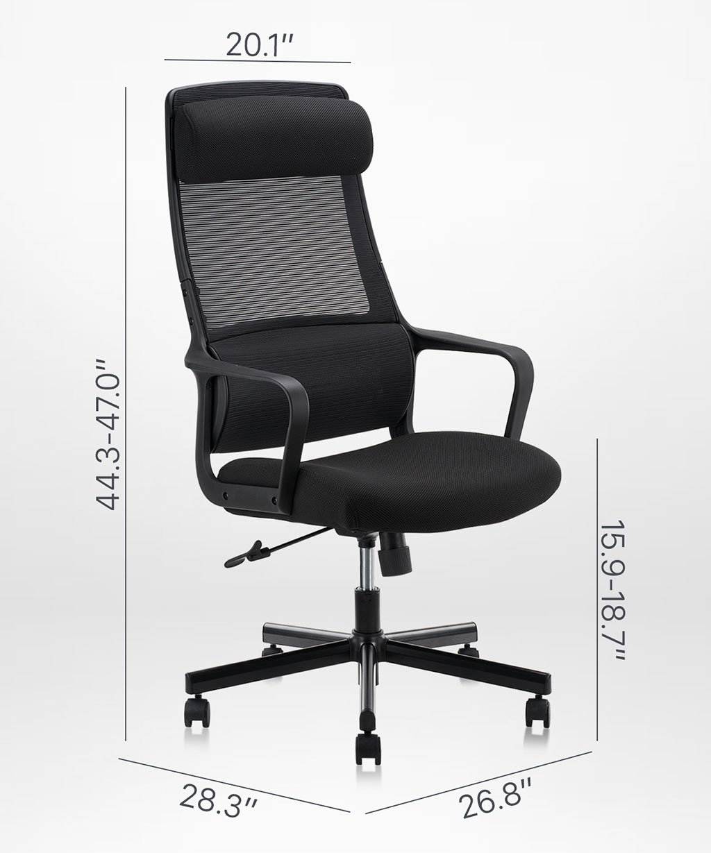 COLAMY High Back Office Chair Modern Home Swivel Computer Task Chair with Armrests Padded Headrest Ergonomic Mesh Desk Chair