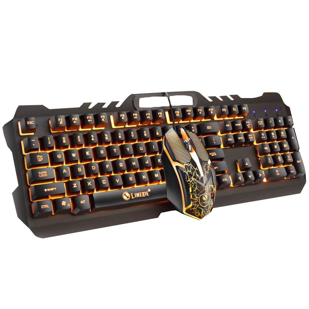 FRCOLOR Gaming Keyboard Mouse Set Rianbow Backlit Mechanical Keyboard With RGB LED - White