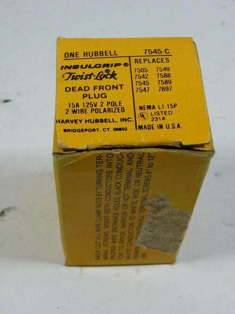 HUBBELL WIRING DEVICE-KELLEMS HBL7545C 15A Twist-Lock Plug 2P 2W 125VAC L1-15P