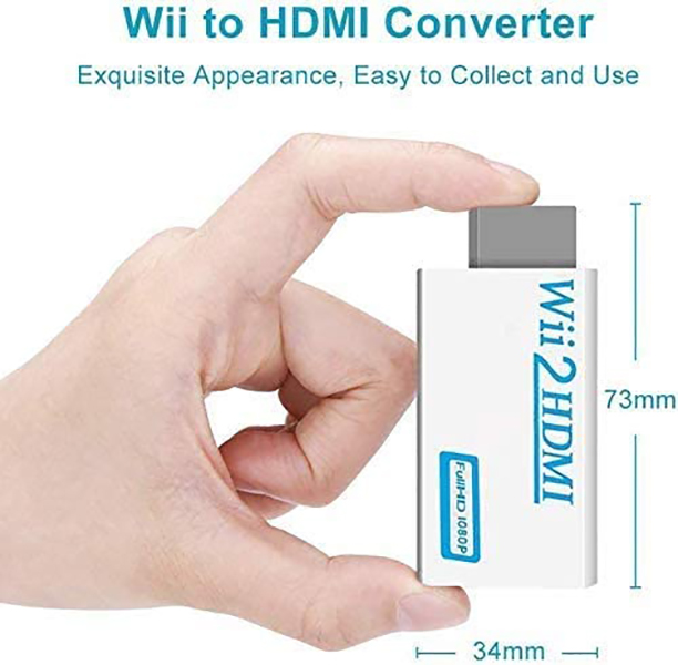 Wii Hdmi Converter Adapter, Hannord Wii to Hdmi 1080p Connector Output Video 3.5mm Audio - Supports All Wii Display Modes, Black