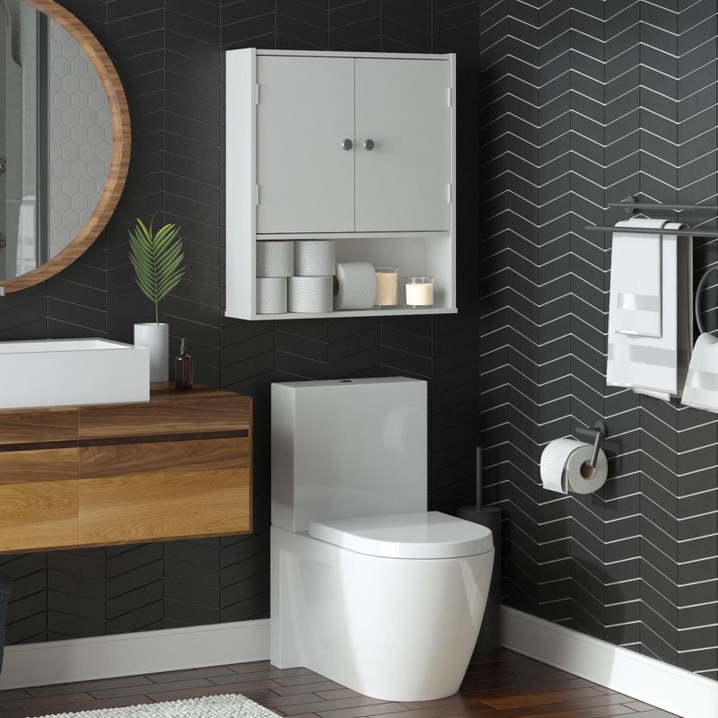 RealRooms Basin Wall Cabinet, Bathroom Storage Furniture, White