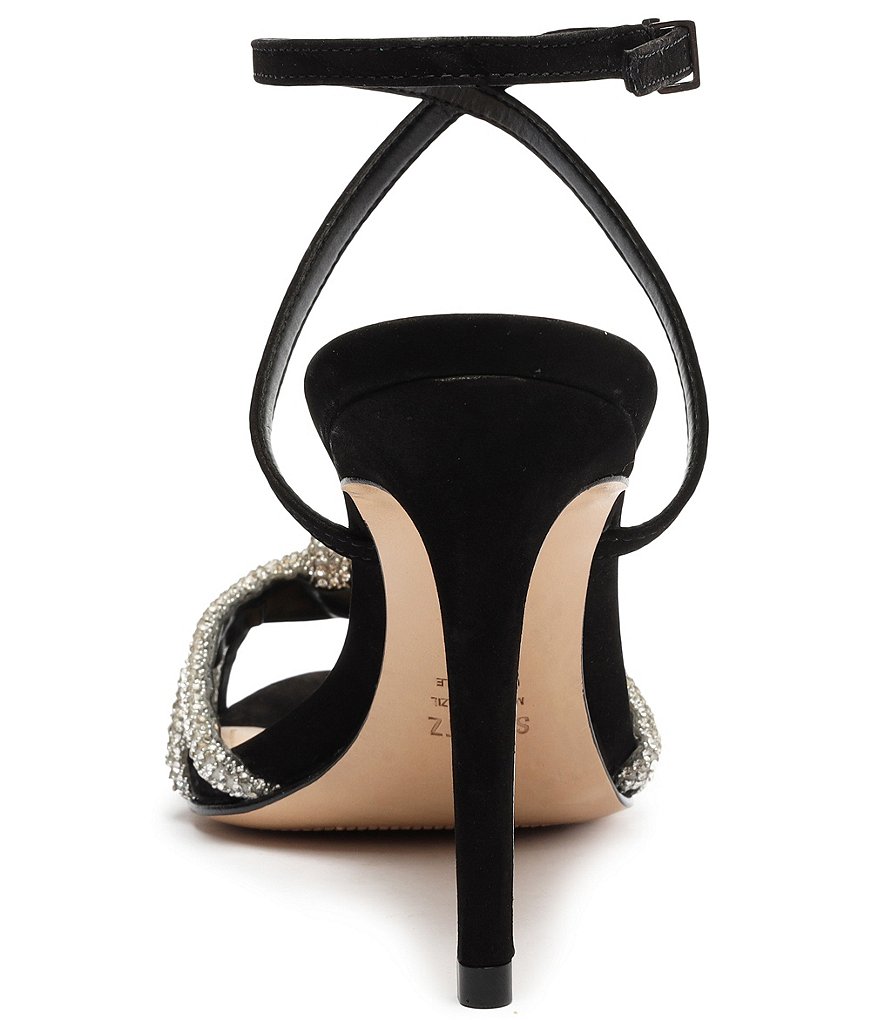 Schutz Knory Jewel Embellished Knotted Suede Dress Sandals