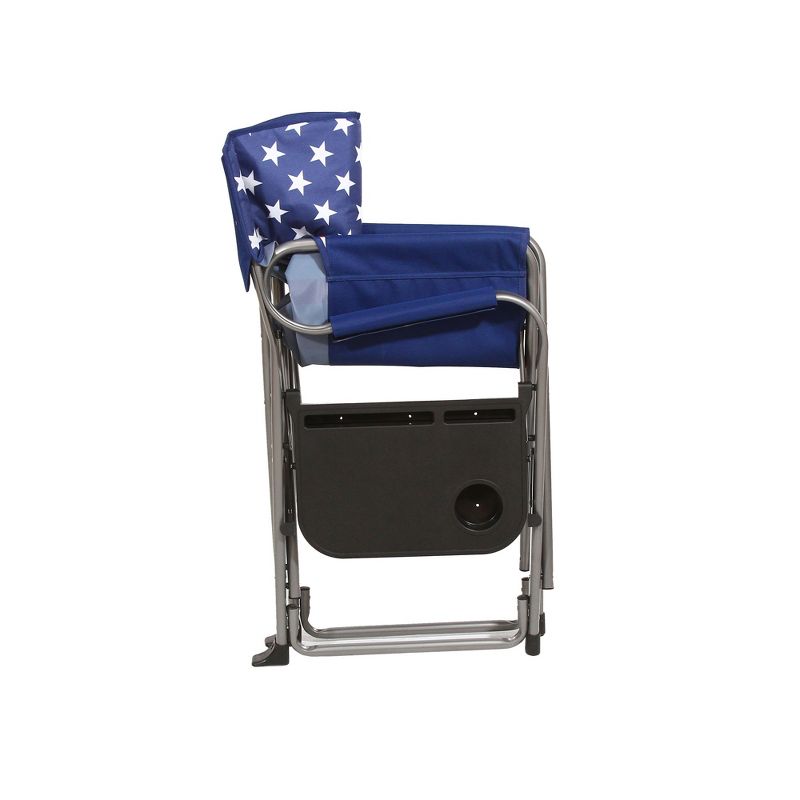 Kamp-Rite AFC101 Outdoor Tailgating Camping Outdoor Indoor Folding Portable Compact Directors Chair with Side Table, USA Flag