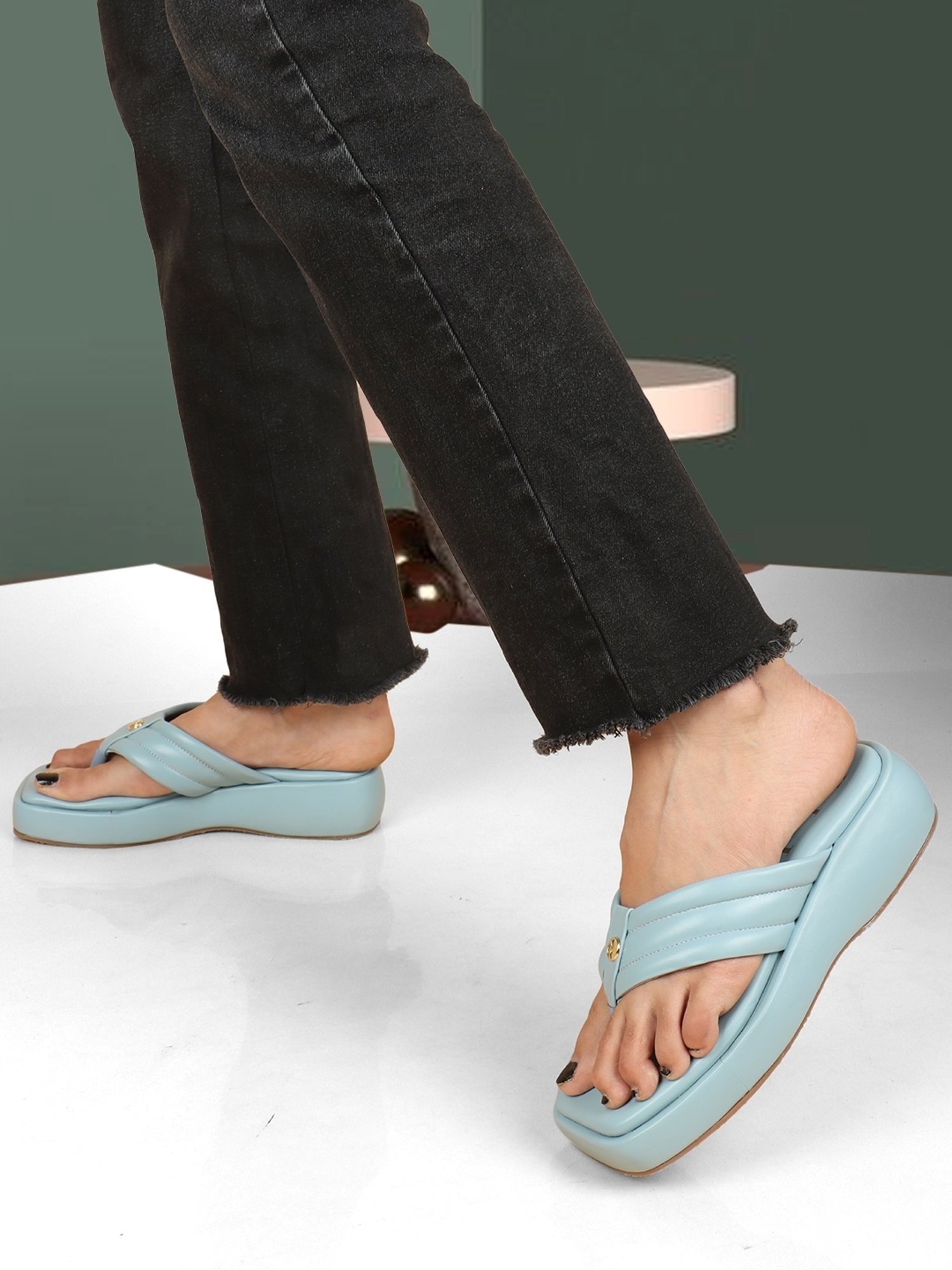 Elle Women's Sky Blue Thong Sandals