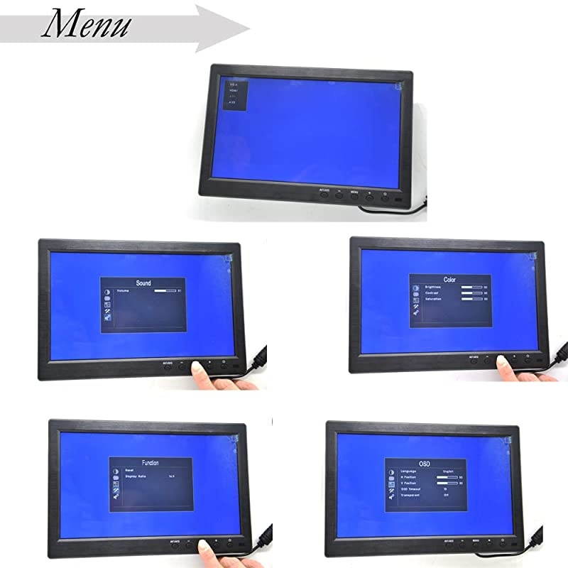 101 HD Monitor for Mini TV amp Car Video Player amp Computer Display TFT LCD Color Screen for Car Backup Camera amp Home Security System Built in Speaker Support BNCAVIVGAHDMI