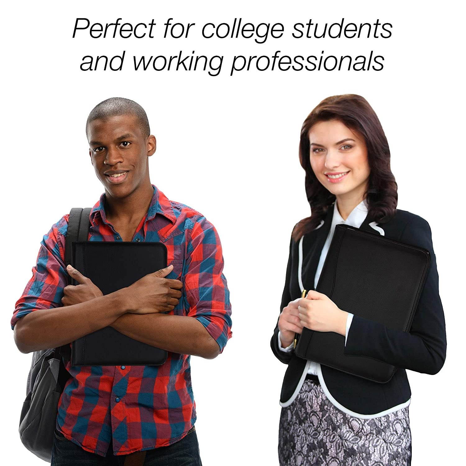 Samsill Executive Padfolio with Spine Accent - Resume Portfolio/Business Portfolio with Secure Zippered Closure, 10.1-inch Tablet Sleeve, Expandable Document Organizer & Writing Pad, Black